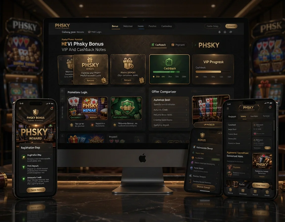 PHSKY Page: Phsky Bonus. Keyword: Phsky Bonus. H2: VIP And Cashback Notes. Paragraph: Claiming your PHSKY Welcome Bonus is straightforward. Once you register and complete your PHSKY Login, check the 'Promotions' section. New players usually get a one-time offer on their first deposit. Make sure to meet. List items: Registration Step: Sign up for a new PHSKY account to qualify., First Deposit: Deposit the minimum amount specified in the Welcome Bonus terms., Automatic Credit: Most Welcome Bonuses are credited immediately after a qualifying deposit.. Visual direction: bonus and promotion dashboard with reward cards, cashback panel, VIP progress area and offer comparison modules.